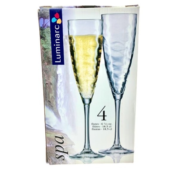 Luminarc Spa Set of 4 Glass Flutes 6.25 oz. each - Picture 1 of 10